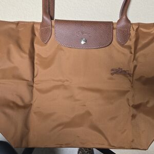 Brown Tote Bag with Leather Accents